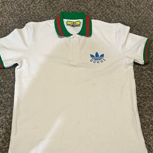 Gucci White Shirt with Green and Red Accents